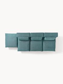 Narożna sofa modułowa XL z pufem Felix, Tapicerka: 100% poliester Dzięki tka, Nogi: tworzywo sztuczne Ten pro, Turkusowo-zielona tkanina, B 300 x T 250 cm