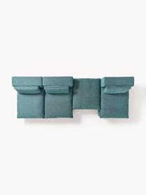 Narożna sofa modułowa XL z pufem Felix, Tapicerka: 100% poliester Dzięki tka, Nogi: tworzywo sztuczne Ten pro, Turkusowo-zielona tkanina, B 300 x T 250 cm