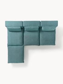 Canapé d'angle modulable XL avec pouf Felix, Tissu vert turquoise, larg. 300 x prof. 250 cm