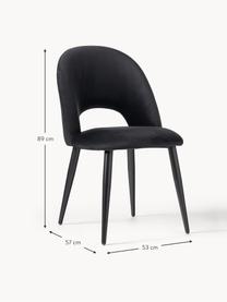 Krzesło tapicerowane z aksamitu Rachel, Tapicerka: aksamit (poliester) Dzięk, Nogi: metal malowany proszkowo, Czarny aksamit, S 53 x G 57 cm