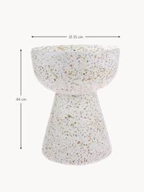 Tavolino in cemento Lars, Cemento con terrazzo, Bianco, effetto terrazzo, Ø 35 x Alt. 44 cm