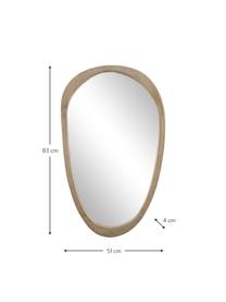 Specchio da parete in legno di mango Irregular, Cornice: legno di mango, Retro: pannello di fibra a media, Superficie dello specchio: lastra di vetro, Legno chiaro, Larg. 51 x Alt. 83 cm