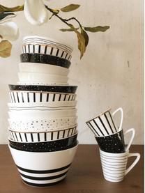 Tazas originales espresso Eris Loft, 4 uds., Porcelana, Blanco, negro, Ø 6 x Al 6 cm, 90 ml