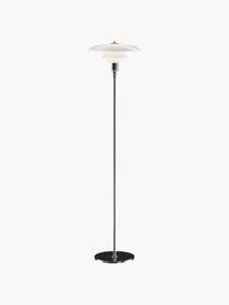 Lampa podłogowa ze szkła dmuchanego PH 3½-2½, Stelaż: stal chromowana, Odcienie srebrnego, biały, W 130 cm