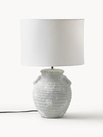 Lámpara de mesa grande de cerámica Tiva, Pantalla: tela (100% poliéster), Cable: plástico, Blanco, gris claro, Ø 35 x Al 55 cm