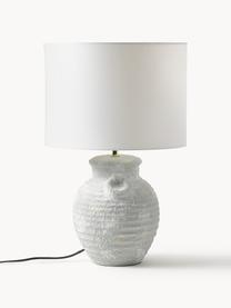 Große Tischlampe Tiva mit Keramikfuß, Lampenschirm: Textil (100 % Polyester), Lampenfuß: Keramik, Weiß, Hellgrau, Ø 35 x H 55 cm