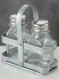 Zout- en peperstrooierset Edna, 3-delig, Houder: glas, Transparant, metaalkleurig, 12 x 12 cm