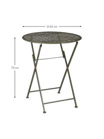 Table de balcon pliante en métal Ninet, Métal, enduit, Vert, Ø 60 cm x haut. 70 cm