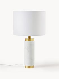 Lampe à poser en marbre Miranda, Or laiton, blanc marbré, Ø 28 x haut. 48 cm