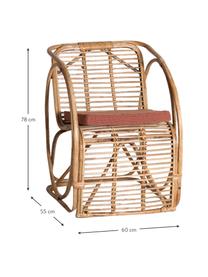 Krzesło z rattanu z poduszką siedziska Hidra, Stelaż: rattan, Tapicerka: tkanina, Beżowy, czerwony, S 60 x W 78 cm