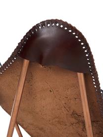Leren fauteuil Butterfly, Bekleding: runderleer, Frame: gelakt metaal, Bruin, 80 x 87 cm