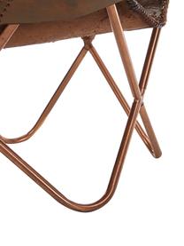 Leren fauteuil Butterfly, Bekleding: runderleer, Frame: gelakt metaal, Bruin, 80 x 87 cm