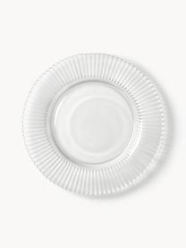 Assiettes plates en verre strié Effie, 4 pièces, Verre, Transparent, Ø 28 cm