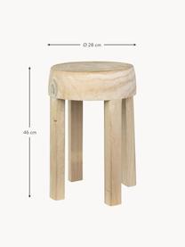 Table d'appoint ronde en bois de paulownia faite à la main Colin, Bois de paulownia, finition naturelle, Bois de paulownia clair, Ø 28 x haut. 46 cm