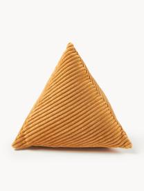 Driehoekige corduroy kussen Kylen, Oranje, B 40 x L 40 cm