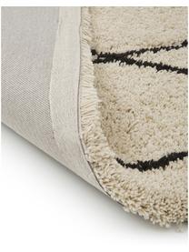 Ručně tkaný nadýchaný koberec s vysokým vlasem a třásněmi Naima, Béžová, černá, Š 200 cm, D 300 cm (velikost L)