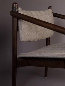 Fotel wypoczynkowy z drewna akacjowego Torrance, Tapicerka: 100% poliester Dzięki tka, Ciemny brązowy, szary, S 64 x G 67 cm