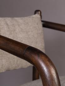 Loungefauteuil Torrance van acaciahout, Bekleding: 100% polyester, Frame: massief rubberhout, Donkerbruin, grijs, B 64 x D 67 cm
