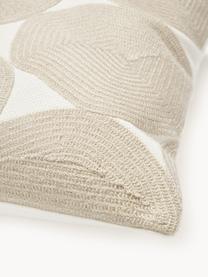 Copricuscino in cotone ricamato Bardia, Rivestimento: 100% cotone, Ornamento: 100% acrilico, Beige, bianco latte, Larg. 45 x Lung. 45 cm