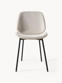 Sillas de madera en tejido bouclé Tamara, 2 uds., Tapizado: tejido bouclé (100% polié, Asiento: madera contrachapada con , Patas: metal con pintura en polv, Bouclé blanco, An 47 x F 60 cm