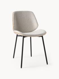 Krzesło tapicerowane bouclé Tamara, 2 szt., Tapicerka: bouclé (100% poliester) D, Nogi: metal malowany proszkowo, Biały bouclé, S 47 x G 60 cm