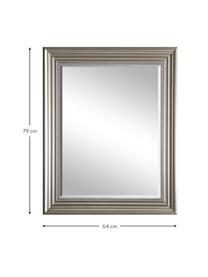 Eckiger Wandspiegel Haylen mit silbernem Rahmen, Rahmen: Kunststoff, Spiegelfläche: Spiegelglas, Silberfarben, B 64 x H 79 cm