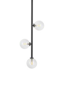 Hanglamp Emily van glas, Baldakijn: gepoedercoat metaal, Zwart, B 30 x H 90 cm