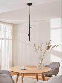 Hanglamp Emily van glas, Baldakijn: gepoedercoat metaal, Zwart, B 30 x H 90 cm