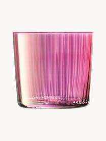 Mondgeblazen waterglazen Gems met groefreliëf, 4-delig, Mondgeblazen glas, Roze- en lilatinten, Ø 8 x H 7 cm, 300 ml