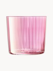 Mondgeblazen waterglazen Gems met groefreliëf, 4-delig, Mondgeblazen glas, Roze- en lilatinten, Ø 8 x H 7 cm, 300 ml