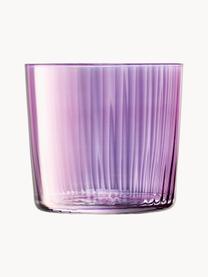 Mondgeblazen waterglazen Gems met groefreliëf, 4-delig, Mondgeblazen glas, Roze- en lilatinten, Ø 8 x H 7 cm, 300 ml