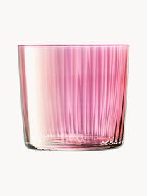 Verre à eau en verre strié soufflé bouche Gems, 4 élém., Verre, soufflé bouche, Tons rose et lilas, Ø 8 x haut. 7 cm, 300 ml