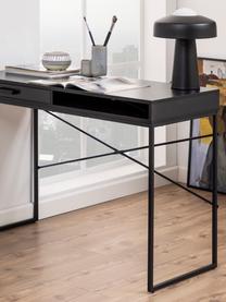 Bureau Seaford met lades, Tafelblad: gelamineerd MDF, Frame: gepoedercoat metaal, Zwart, B 110 x D 60 cm