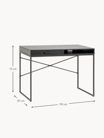 Bureau Seaford, Noir, larg. 110 x haut. 45 cm