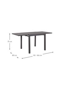 Uitschuifbare tuintafel Pelagius, Gepoedercoat aluminium, Antraciet, B 83-166 x D 80 cm