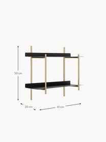 Scaffale da parete in metallo Marvin, Struttura: acciaio rivestito, Ripiani: metallo rivestito, Nero, dorato, Larg. 61 x Alt. 50 cm