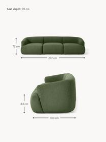 Modulares Bouclé-Sofa Sofia (3-Sitzer), Bezug: Bouclé (100 % Polyester) , Gestell: Fichtenholz, Spanplatte, , Bouclé Dunkelgrün, B 277 x T 103 cm