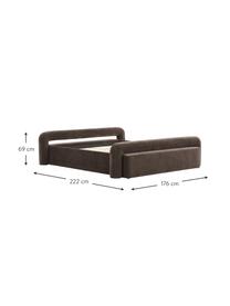 Cama tapizada Komoro, Tapizado: poliéster (texturizado) A, Estructura: madera de pino maciza, Tejido marrón oscuro, An 180 x L 200 cm