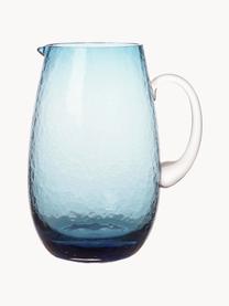 Veľký ručne fúkaný džbán s tepaným povrchom Hammered, 2 l, Fúkané sklo, Modrá, priehľadná, 2 l