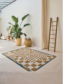 Teppich Honey mit grafischem Muster, 100 % Polyester, Ocker, Off White, Blau, B 80 x L 150 cm (Grösse XS)