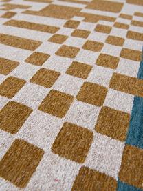 Tapis avec motif graphique Honey, 100 % polyester, Ocre, blanc cassé, bleu, larg. 80 x long. 150 cm (taille XS)