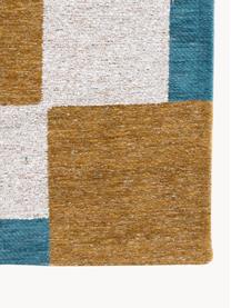 Tapis avec motif graphique Honey, 100 % polyester, Ocre, blanc cassé, bleu, larg. 80 x long. 150 cm (taille XS)