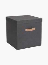 Aufbewahrungsbox Logan, Box: fester, laminierter Karto, Griff: Leder, Anthrazit, B 32 x T 32 cm