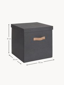 Caja Logan, Caja: cartón macizo laminado, Asa: cuero, Gris antracita, An 32 x Al 32 cm