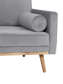 Samt-Ecksofa Saint (3-Sitzer) in Grau mit Eichenholz-Füßen, Bezug: Samt (Polyester) Der hoch, Gestell: Massives Eichenholz, Span, Samt Grau, B 243 x T 220 cm