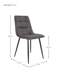 Sedia imbottita Middleton, Rivestimento: microfibra Con 25.000 cic, Piedini: metallo verniciato, Tessuto grigio, Larg. 44 x Prof. 55 cm