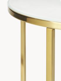 Okrúhly odkladací stolík so sklenenou doskou Antigua, Biela so vzhľadom mramoru, odtiene zlatej, Ø 45 x V 50 cm