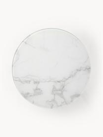 Runder Beistelltisch Antigua mit Glasplatte in Marmor-Optik, Tischplatte: Glas, matt bedruckt, Gestell: Metall, vermessingt, Marmor-Optik Weiss, Goldfarben, Ø 45 x H 50 cm