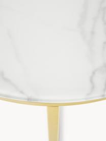 Runder Beistelltisch Antigua mit Glasplatte in Marmor-Optik, Tischplatte: Glas, matt bedruckt, Gestell: Metall, vermessingt, Marmor-Optik Weiss, Goldfarben, Ø 45 x H 50 cm