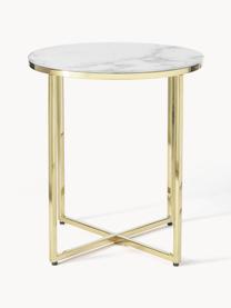 Table d'appoint ronde look marbre Antigua, Blanc look marbre, doré, Ø 45 x haut. 50 cm